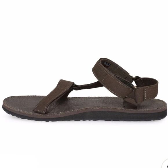 TEVA 13 Brown Original Universal Menswear Leather Canvas Velcro Straps Sandals - Picture 2 of 15